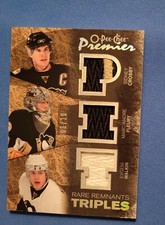 2007-08 OPC premier Rare Remnants Triples Sidney Crosby Fleury Malkin Patch/10