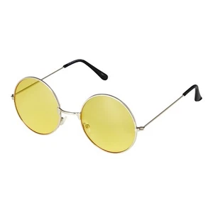 Yellow Lens John Lennon Style Round Sunglasses Retro Adults Mens Womens Glasses - Picture 1 of 12