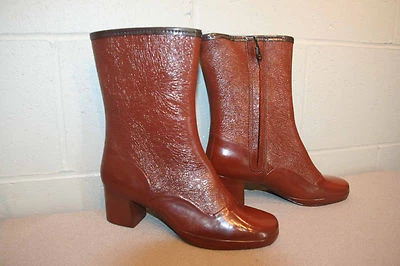 FITS 6 N Vtg 60s NOS RAIN BOOTS La Crosse Rust Brown 11" Tall Waterproof SHOES - Image 1 of 4