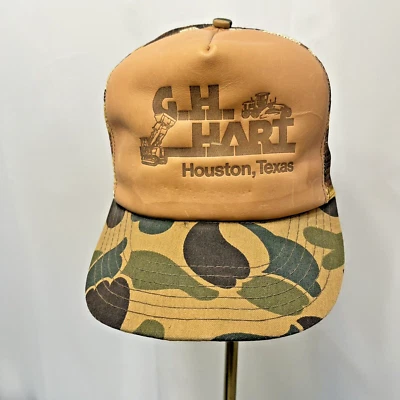 De colección G H Hart Houston Texas Camuflaje Y Cuero Gorra Sombrero Malla Snapback Foto 1 de 4