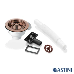 90mm Antique Copper Waste & Overflow For Astini RAK Rangemaster Ceramic Sink - Picture 1 of 8