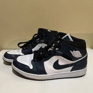 Mens Size 9.5 Nike Air Jordan 1 Mid 'Armory Navy' Men's Sneaker 554724-411 B3 - Picture 1 of 6