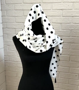 "Bufanda Lane Bryant hiyab lunares blanca negra elegante ligera con borlas - 72"x20""" - Imagen 1 de 8