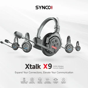 US SYNCO Xtalk X9 Wireless Intercom Headset System 2.4GHz Full Duplex 9-Person - Picture 1 of 15