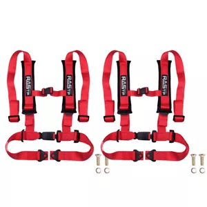Red 2in 4-Point Car Harness Sport Quick Release Safety Seat Belt+Shoulder Pad - Picture 1 of 8