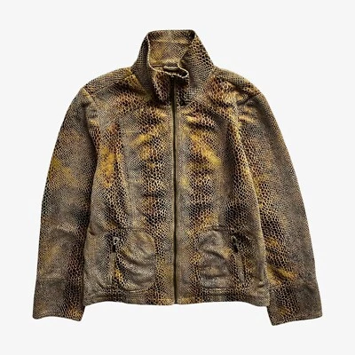 Vintage Y2K Damen Dialogue Faux Schlangenleder Lederjacke, Python Retro Western - Bild 1 von 4