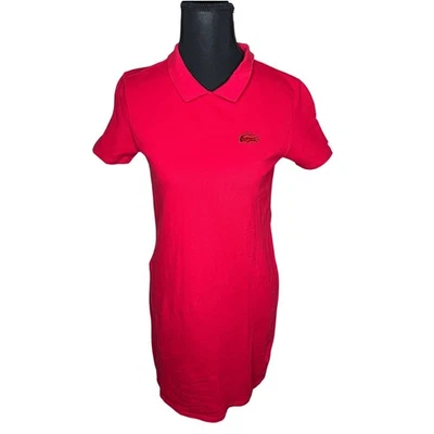 Lacoste живой женщин красный коротким рукавом рубашка-поло платье крокодила логотип размер S - Изображение 1 из 4