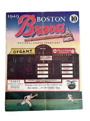 1949 Boston Braves vs Cincinnati Reds Official Program - Image 1 of 2