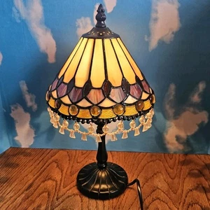 Art Deco Tiffany Glass Table Lamp with Amber Shade | Vintage and Unique - Picture 1 of 7