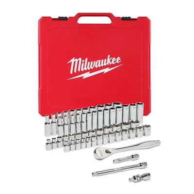 Milwaukee 48-22-9008 3/8 pulgadas accionamiento SAE y juego de trinquete y enchufes métricos - 56 piezas Foto 1 de 4