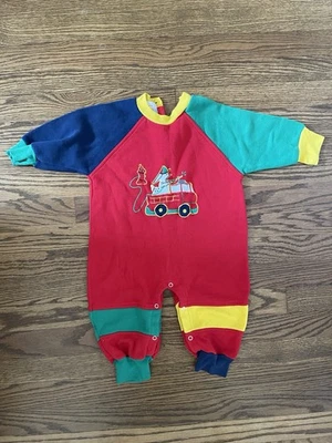 Vintage J.I.T. For Kids Baby Boy Firetruck Outfit 18 Month - Image 1 of 4