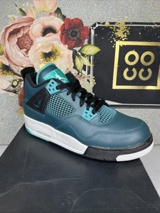 NIKE AIR JORDAN 4 RETRO SZ 7 30TH BG TEAL-WHITE-BLK 705330-330 GS worn once - Picture 1 of 9