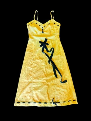 OOAK REWORKED Orange Cotton Slip Halloween Boudoir Slip Dress Hand dyed  Black V - Image 1 of 4