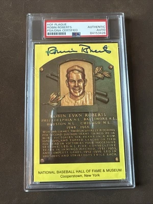 Robin Roberts Signed Autograph HOF Plaque Postcard PSA/DNA Authentic - Image 1 of 4