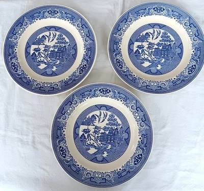 3 Blue Willow Dinner Plates Cavalier Ironstone by Royal China  - Image 1 of 4