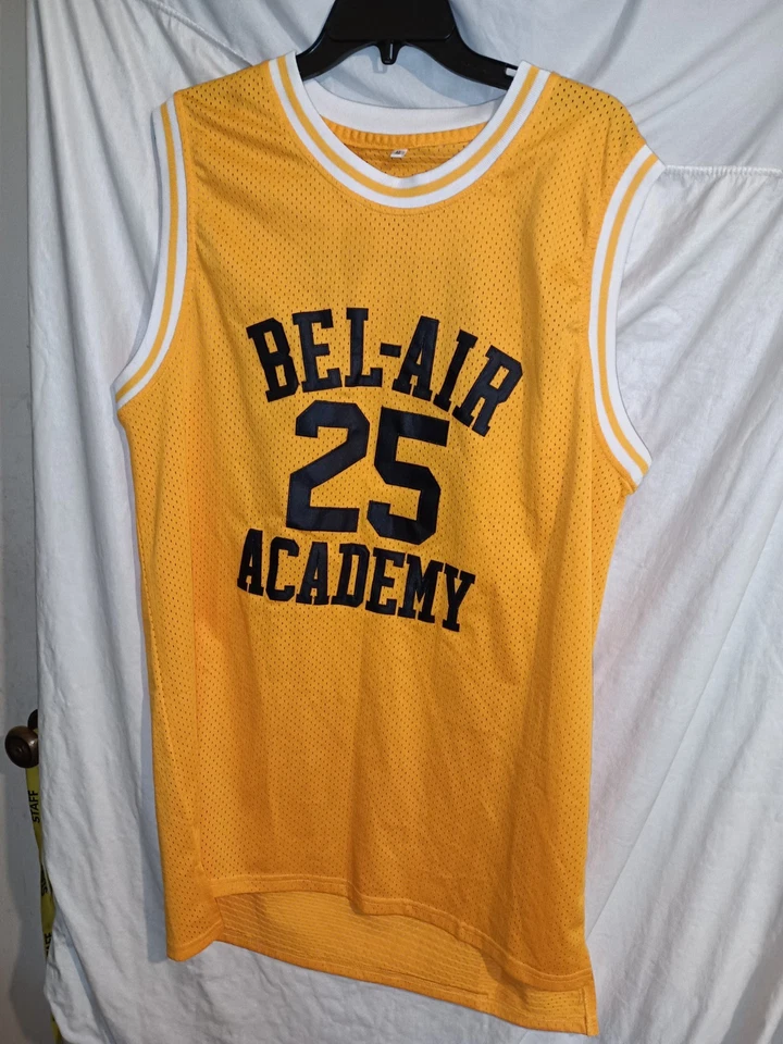 Carlton Banks Fresh Prince Bel-Air Academy 篮球球衣黄色 XL 码 — 第 1/4 张图片