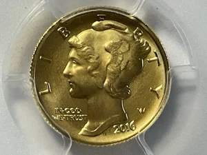 2016 W Mercury Gold Dime 10¢ - PCGS SP70 - First Strike 100th Anniversary - Picture 1 of 5