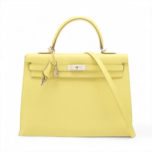 Hermès Kelly 35 Serie Veau Epsom Lime Silver Metallbeschläge □Q:2013 - Bild 1 von 19