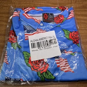 OAF Nation Shirt Large All Over Print Hawaiian USA American Flag Rose BBQ July 4 - Bild 1 von 6