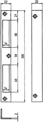 BEVER & KLOPHAUS BEVER KLOPHAUS Winkel Schließblech 22x22x200 abger rechts und links verwendbar