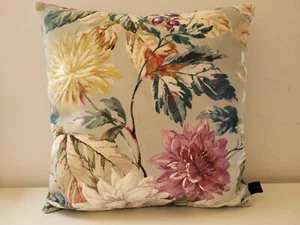 Sanderson Dahlia & Rosehip Heather & Green Velvet Fabric Cushion Cover  Floral - Picture 1 of 13