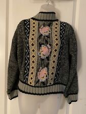Union Bay Vintage 1990s / Y2K Geometric Roses Floral Sweater Medium