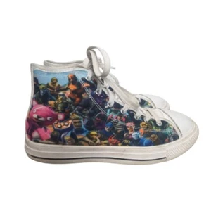Fortnite Print -Shoes Sneakers White Multicolor Graphic Canvas High Top Size 9 - Picture 1 of 12