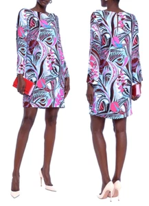 Emilio Pucci Grasshopper print jersey dress Blue Pink  sz US 8-10 / IT 44   $890 - Picture 1 of 12