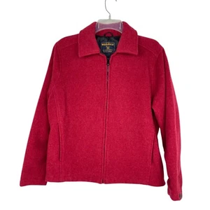 Woolrich Ruby Red Heather Wool Jacket Coat 3 Pockets Lined Zip Up Women’s S - Picture 1 of 10