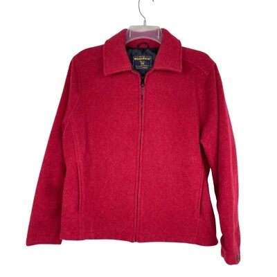 Woolrich Ruby Red Heather Wool Jacket Coat 3 Pockets Lined Zip Up Women’s S - Image 1 of 4