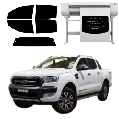 Kit de tinte precortado nano película de carbono para Ford Ranger 2017 laterales descongelación vidrio trasero Foto 1 de 4