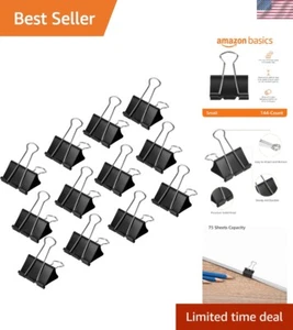 Durable Small Black Binder Clips, 12 Packs of 12 - Ideal for Paper Management - Picture 1 of 11