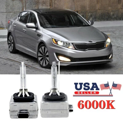 Front Stock HID Xenon Headlight Bulbs for Kia Optima 2011-2016 LOW Beam Set of 2 - Image 1 of 4