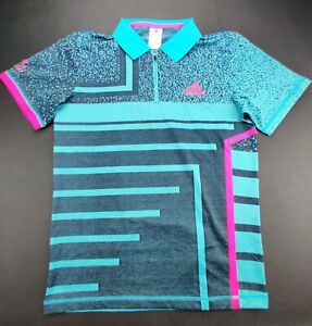 Adidas Tennis Men's Small 1/4 Zip  Multi-Color/Designs Short Sleeve Polo Shirt