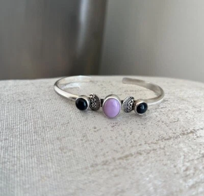 Black onyx and phosphosiderite sterling silver cuff - Image 1 of 2