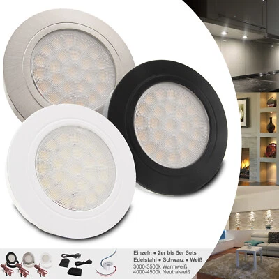 LED Aufbau Unterbau Leuchte flach Set Möbel Einbaustrahler 2W 12V 200lm LUCCA - Bild 1 von 4