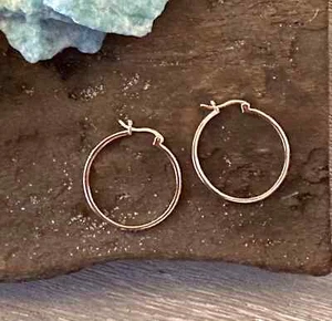 Elegant 30 mm Rose Gold Round Cut Pave Set CZ Hoop .925 Sterling Silver Earrings - Picture 1 of 7