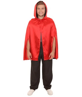 Adult Men's Reversible Hooded Short Cape Costume | Multiple Color Options - Image 1 of 4