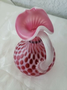 Fenton Diamond Optic Rose cranberry Satin Opalescent RS 1952 Cruet 7 " fluted - Picture 1 of 12