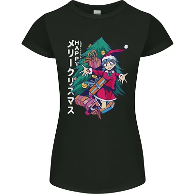 T-Shirt Femme Petite Coupe Arbre De Noël Anime Elf - Photo 1/4