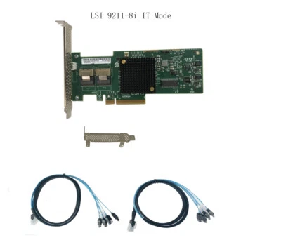 LSI 9211-8i 6G SAS HBA FW:P20 9211-8i IT Mode ZFS FreeNAS unRAID & 2x SFF-8087  - Image 1 of 4