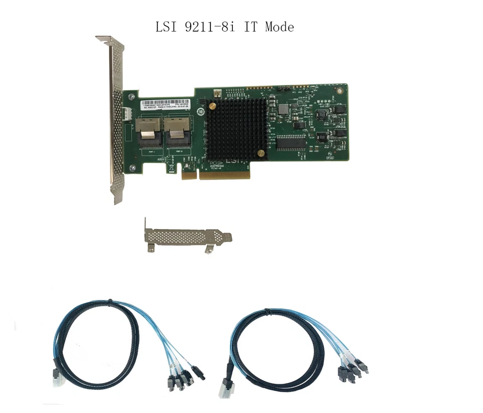 LSI 9211-8i 6G SAS HBA FW:P20 9211-8i IT Mode ZFS FreeNAS unRAID & 2x SFF-8087  - Image 1 of 4