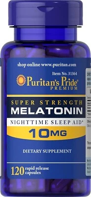 Puritan's Pride Rapid Release Melatonin 10Mg, Supports Sound 120 Count, Blue - Image 1 of 4