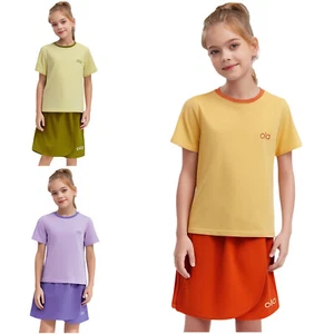 Kids Girls 2 Piece Summer Sports Outfit T-shirts with Shorts Athletic Streetwear - Picture 1 of 30