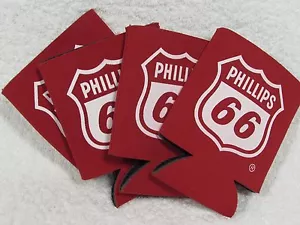 LOTE DE 4 SOPORTES DE REFRESCOS DE CERVEZA PHILLIPS 66 ENFRIADORES KOOZIE COOLIE HUGGIE COOZIE - Imagen 1 de 4