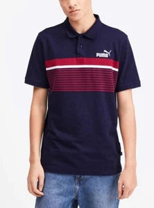 NWT Sz 2XL🔥Puma ESS+ Striped Men’s Polo Navy Blue Short Sleeve Shirt - Imagen 1 de 8