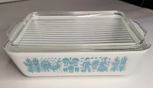 Vintage Pyrex Butterprint 1957-68 Amish Couple White w/ Turquoise #503 Very Rare - Picture 1 of 6