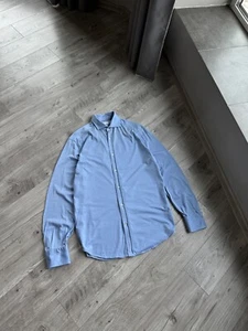 Camicia uomo Brunello Cucinelli blu cotone con bottoni Taglia:54 - Foto 1 di 9