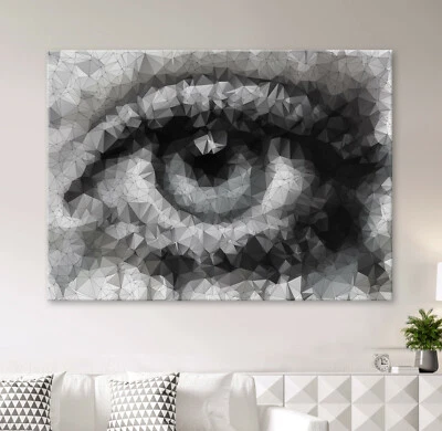 EYE Abstrakt Leinwand Bild Schwarz Weiß Grau Modern Art Wandbild Kunst Deko XL - Bild 1 von 4