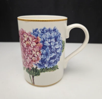 Taza estilo hogar I. Godinger & Co flores de jardín hortensia rosa azul 14 oz Foto 1 de 4